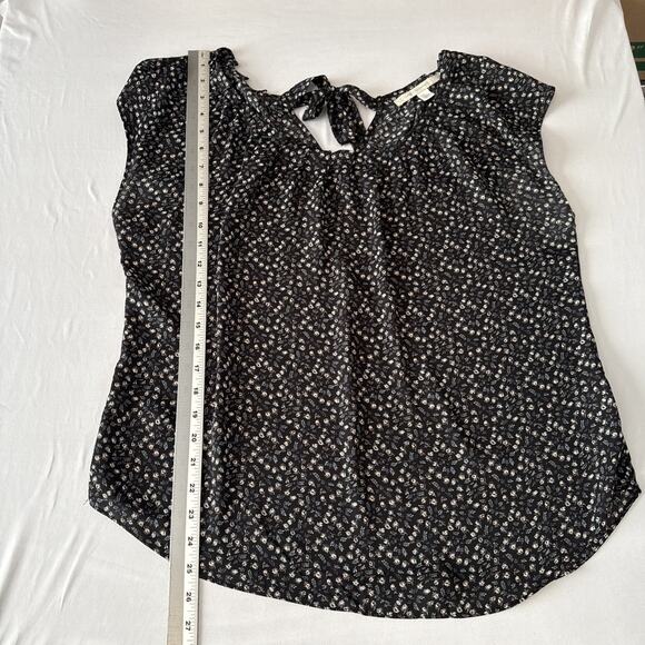 LC Lauren Conrad Satin Floral Back Tie Blouse Women's L Cottagecore Boho Fairy - Picture 9 of 10